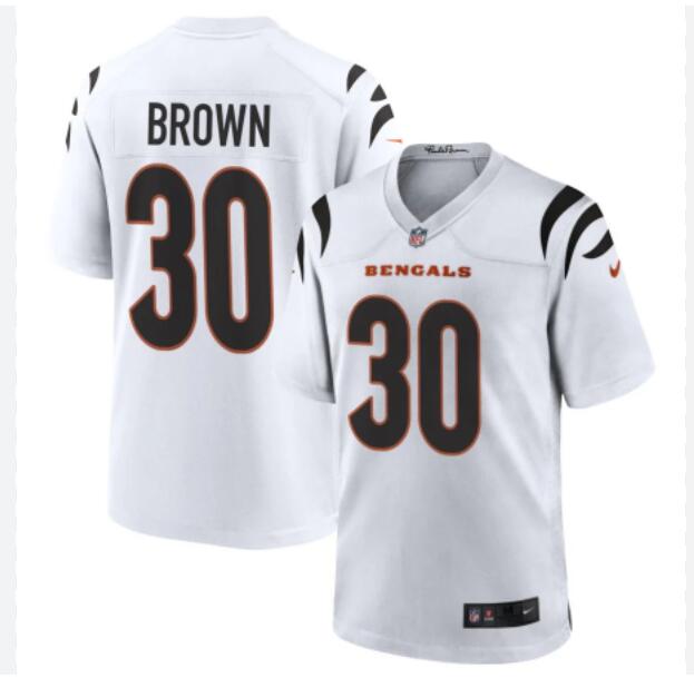 Men Cincinnati Bengals Nike #30 Chase Brown white 2024 NFL Game Jersey